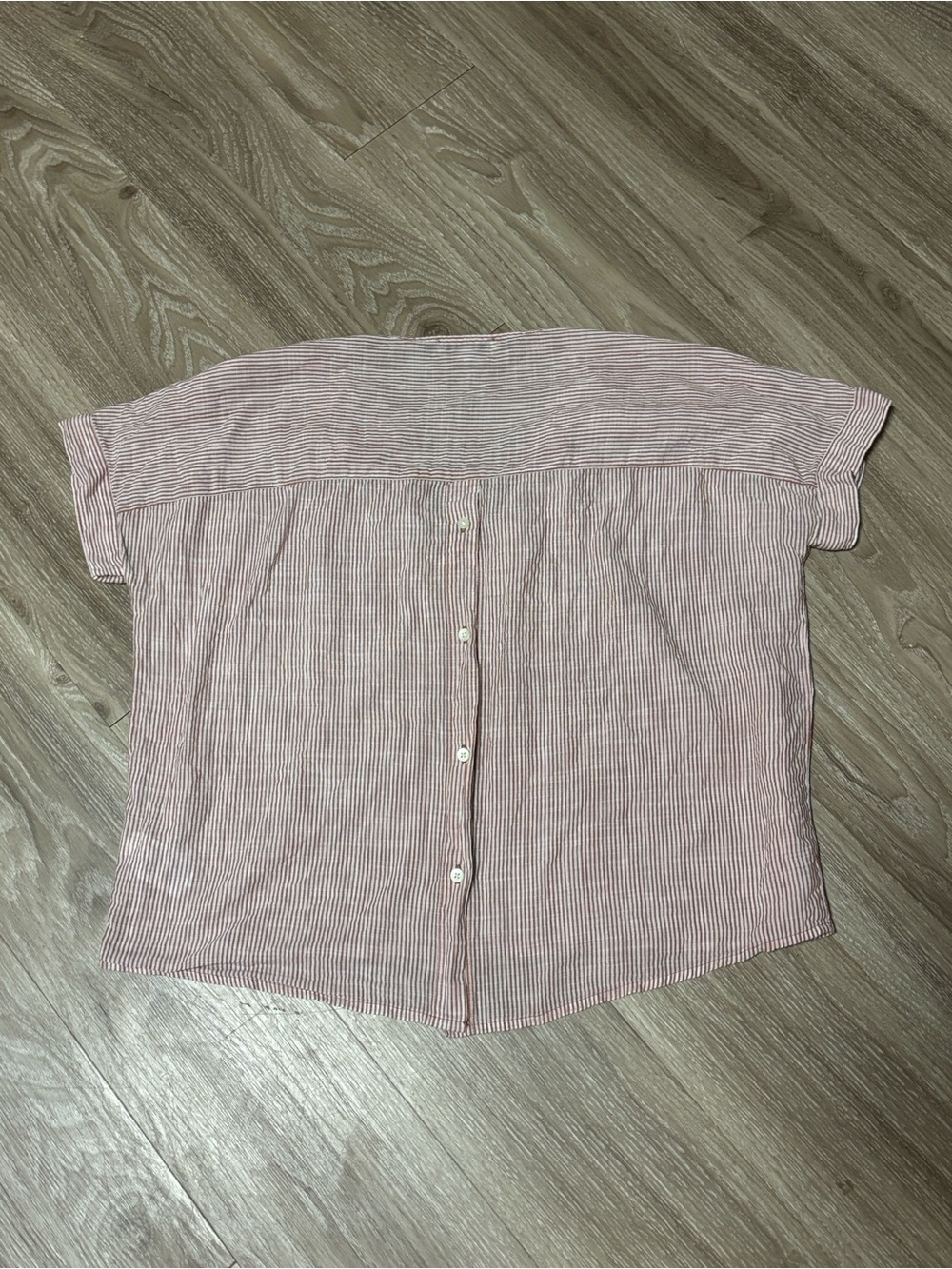 Madewell Button back V Neck Red and White Striped Shirt Size XS | minimalist - Picture 3 of 5